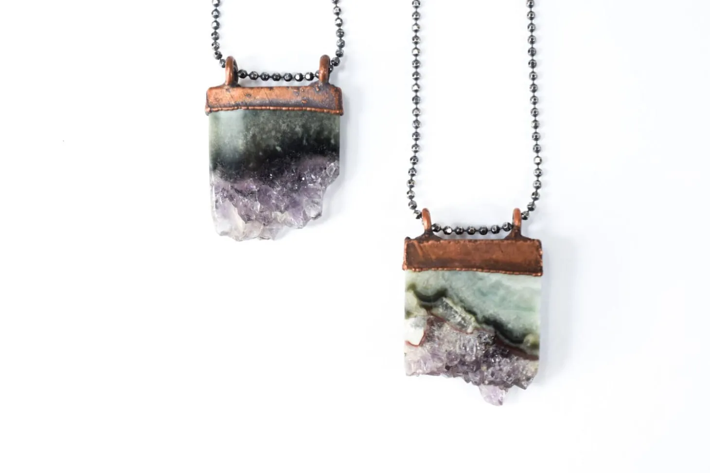 Amethyst crystal necklace | Amethyst slice pendant | Electroformed raw amethyst necklace | Raw crystal jewelry