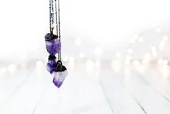 Amethyst crystal necklace | Raw amethyst pendant
