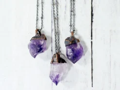 Amethyst crystal necklace | Raw amethyst pendant