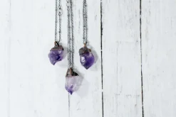 Amethyst crystal necklace | Raw amethyst pendant