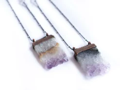 Amethyst crystal necklace | Raw amethyst pendant