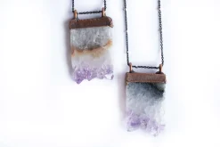Amethyst crystal necklace | Raw amethyst pendant