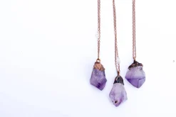 Amethyst crystal necklace | Raw amethyst pendant