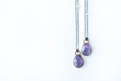 Amethyst teardrop necklace | February Birthstone pendant
