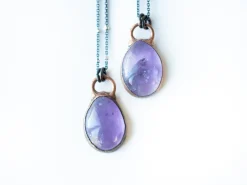 Amethyst teardrop necklace | February Birthstone pendant