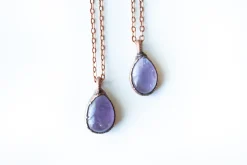 Amethyst teardrop necklace | February Birthstone pendant