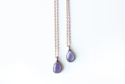 Amethyst teardrop necklace | February Birthstone pendant