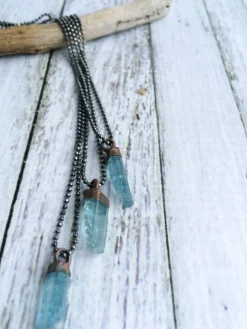 Aquamarine crystal necklace | Raw aquamarine sterling jewelry