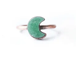 Aventurine moon ring | Tumbled Aventurine crystal ring