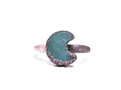 Aventurine moon ring | Tumbled Aventurine crystal ring