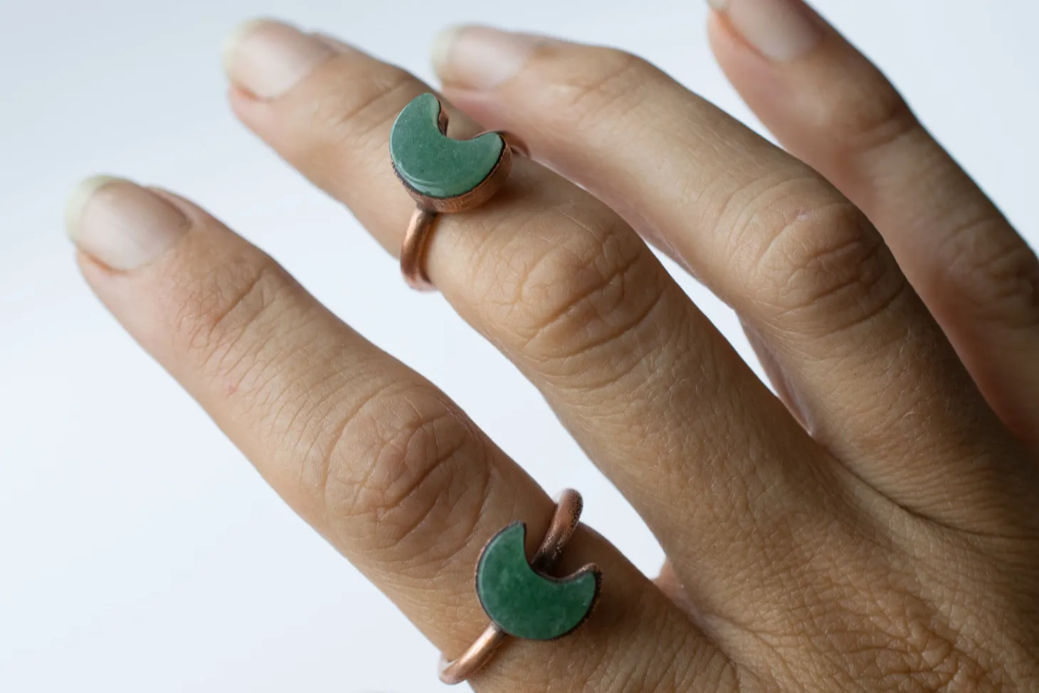 Aventurine moon ring | Tumbled Aventurine crystal ring