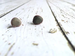 Beach pebble earrings | Martha's Vineyard beach pebble sterling silver post earring