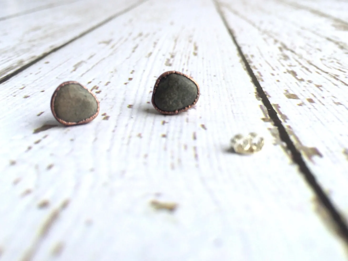 Beach pebble earrings | Martha's Vineyard beach pebble sterling silver post earring