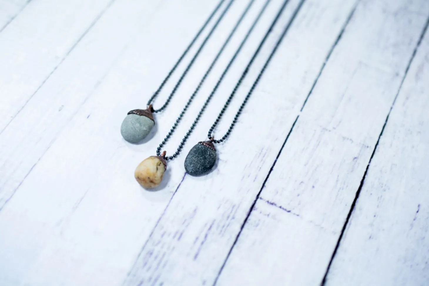 Beach pebble necklace | Stone necklace