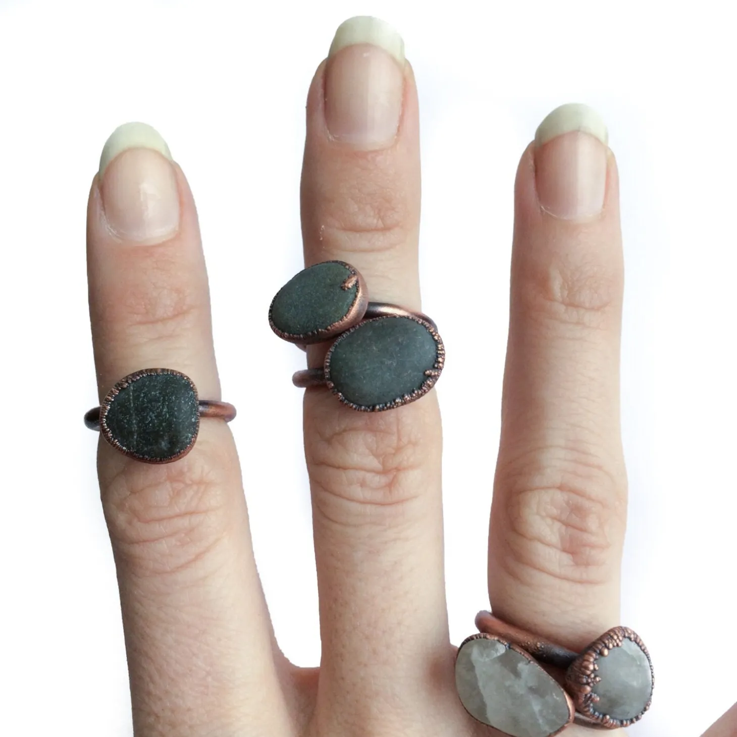 Beach pebble ring | Organic stone stacking ring