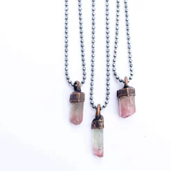 Bicolor tourmaline necklace | Raw tourmaline necklace