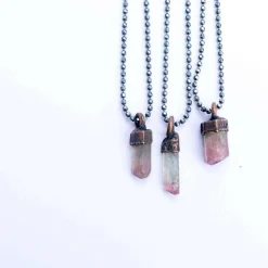 Bicolor tourmaline necklace | Raw tourmaline necklace