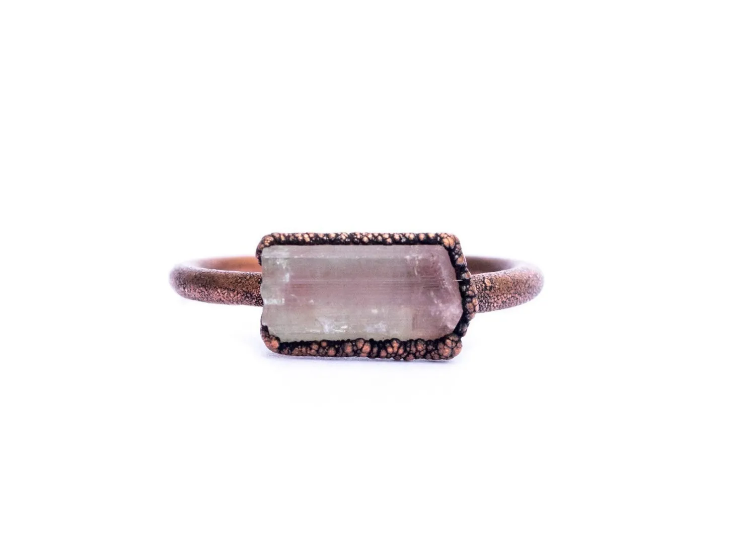Bicolor tourmaline ring | Raw tourmaline ring