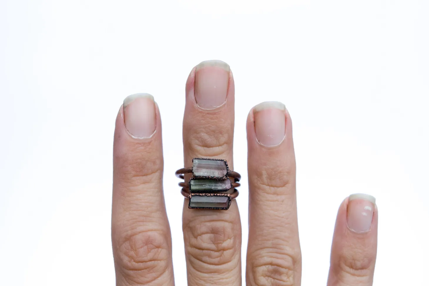 Bicolor tourmaline ring | Raw tourmaline ring