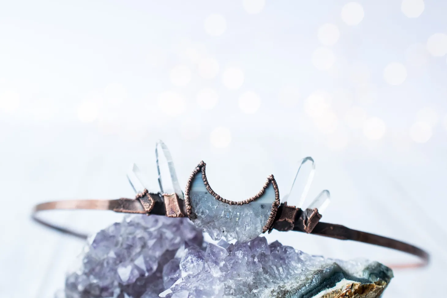 Crystal Moon Tiara | Quartz Crystal Crown
