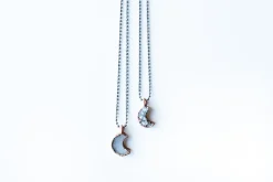 Druzy crystal moon necklace | Electroformed druzy necklace