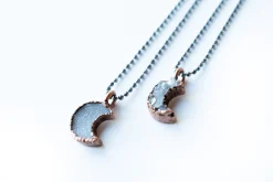 Druzy crystal moon necklace | Electroformed druzy necklace