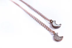 Druzy crystal moon necklace | Electroformed druzy necklace