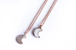 Druzy crystal moon necklace | Electroformed druzy necklace