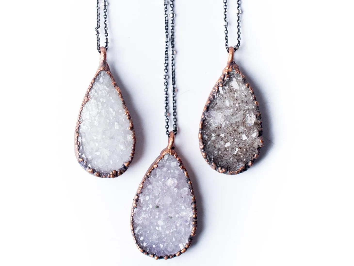 Druzy droplet necklace | Druzy crystal necklace