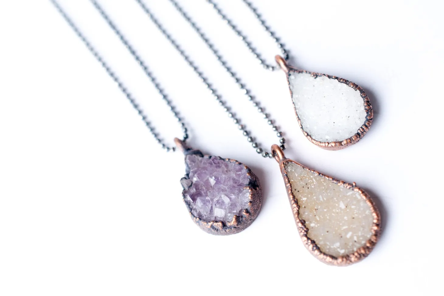 Druzy droplet necklace | Druzy crystal necklace