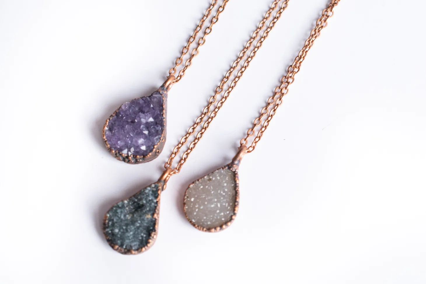 Druzy droplet necklace | Druzy crystal necklace