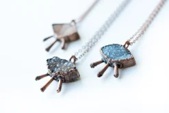 Druzy eye necklace | Natural Marquis druzy pendant