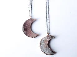 Druzy Moon Necklace | Crescent Moon Necklace