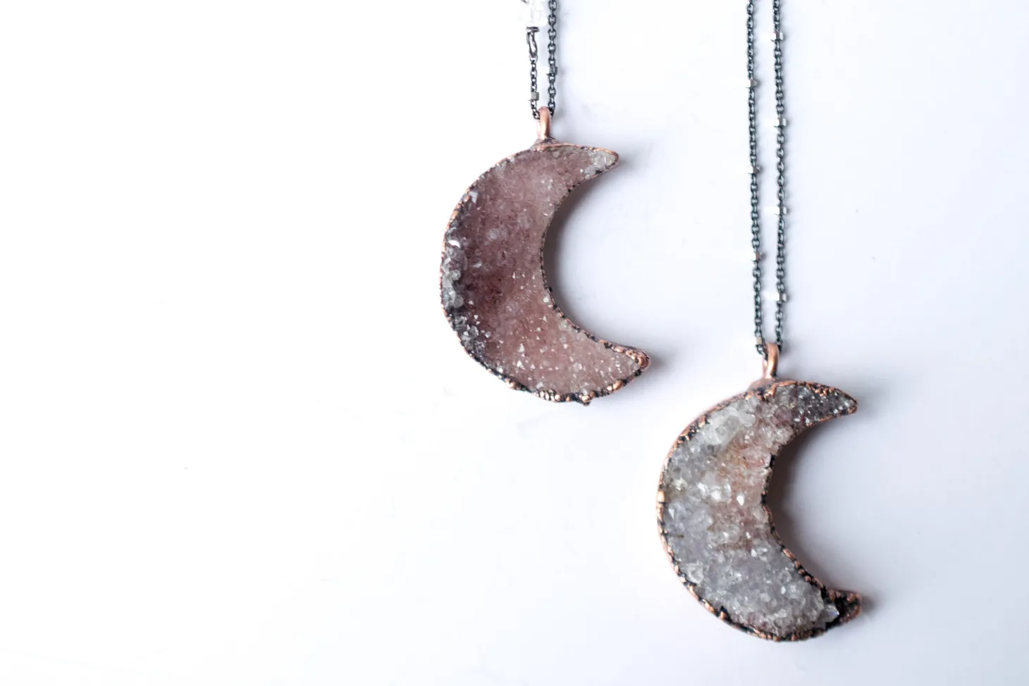 Druzy Moon Necklace | Crescent Moon Necklace
