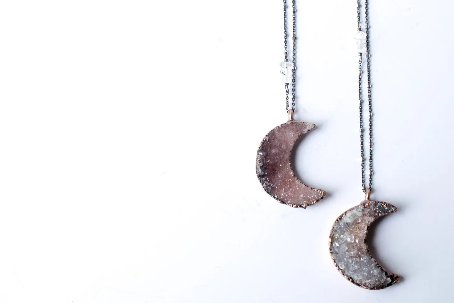 Druzy Moon Necklace | Crescent Moon Necklace