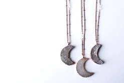 Druzy Moon Necklace | Crescent Moon Necklace