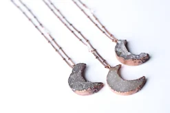 Druzy Moon Necklace | Crescent Moon Necklace