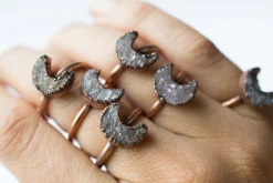 Druzy Moon Ring | Crystal Moon Ring