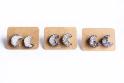 Druzy moon studs | Moon earrings