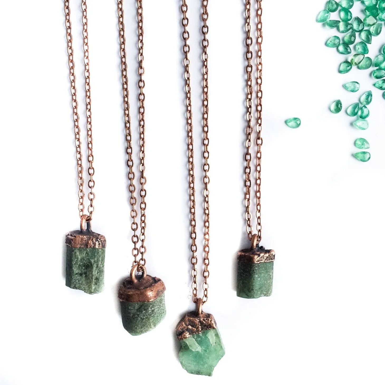 Emerald crystal necklace | Raw emerald necklace