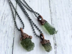 Genuine Moldavite crystal necklace | Raw authentic moldavite jewelry