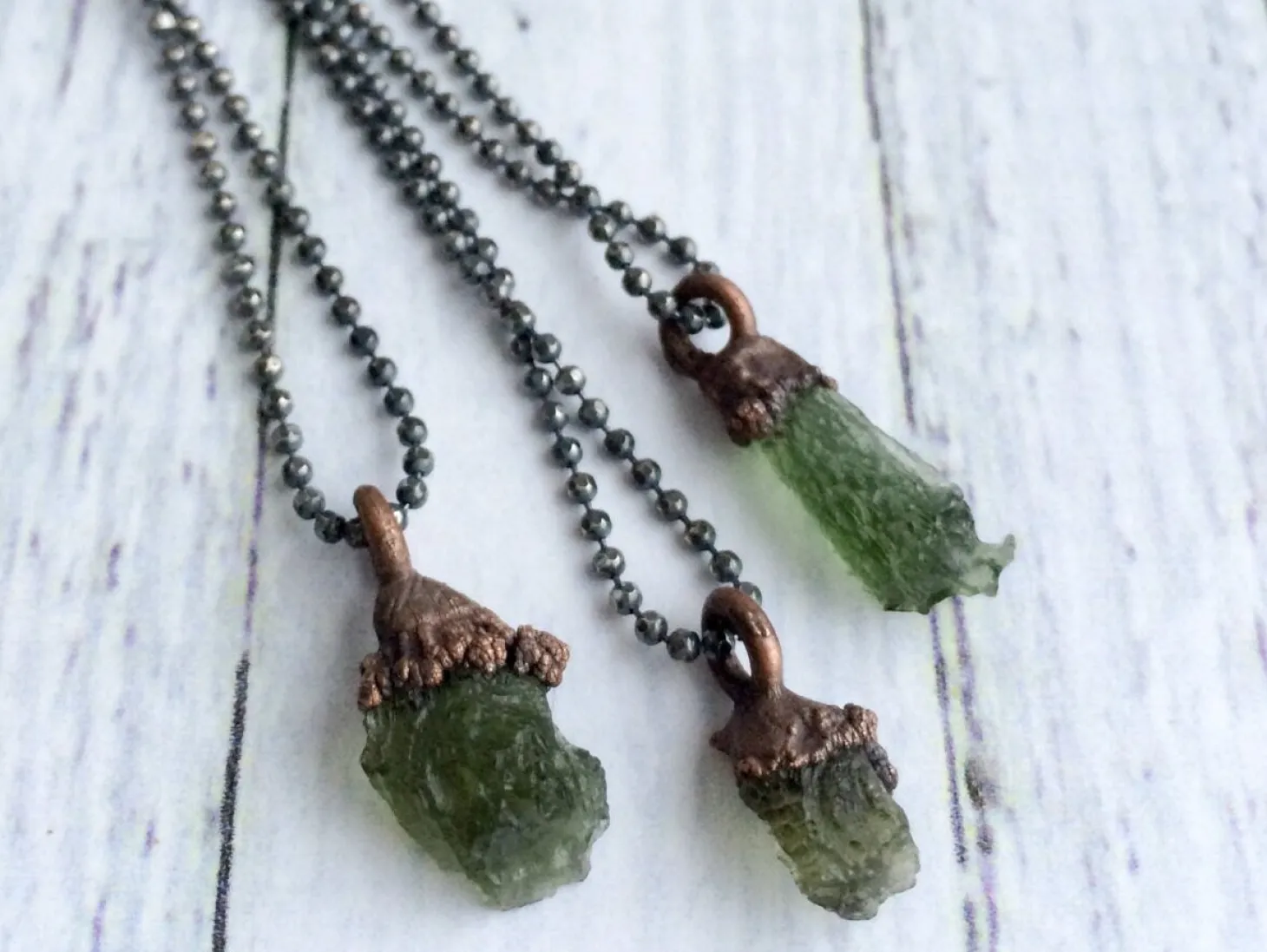 Genuine Moldavite crystal necklace | Raw authentic moldavite jewelry