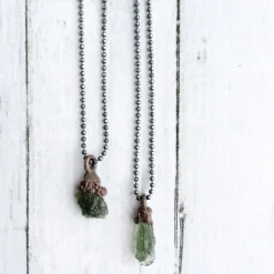Genuine Moldavite crystal necklace | Raw authentic moldavite jewelry