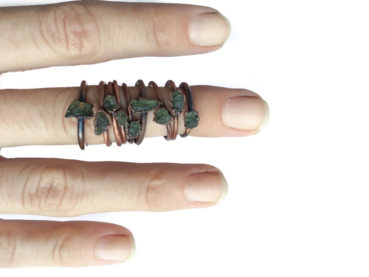 Genuine Moldavite Ring | Czech moldavite stacking ring