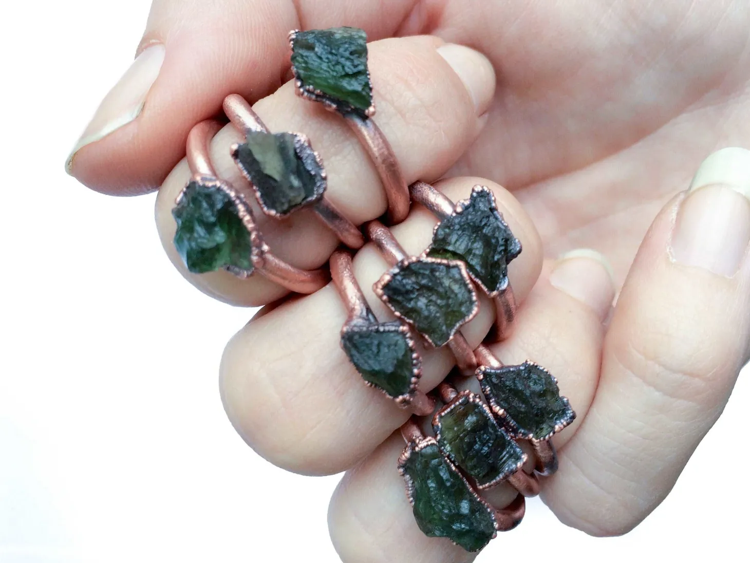 Genuine Moldavite Ring | Czech moldavite stacking ring