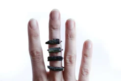 Genuine Moldavite Ring | Czech moldavite stacking ring