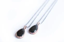 Gold sheen obsidian necklace | Raw obsidian jewelry