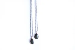 Gold sheen obsidian necklace | Raw obsidian jewelry