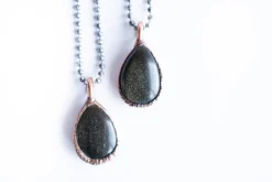 Gold sheen obsidian necklace | Raw obsidian jewelry