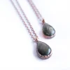Gold sheen obsidian necklace | Raw obsidian jewelry